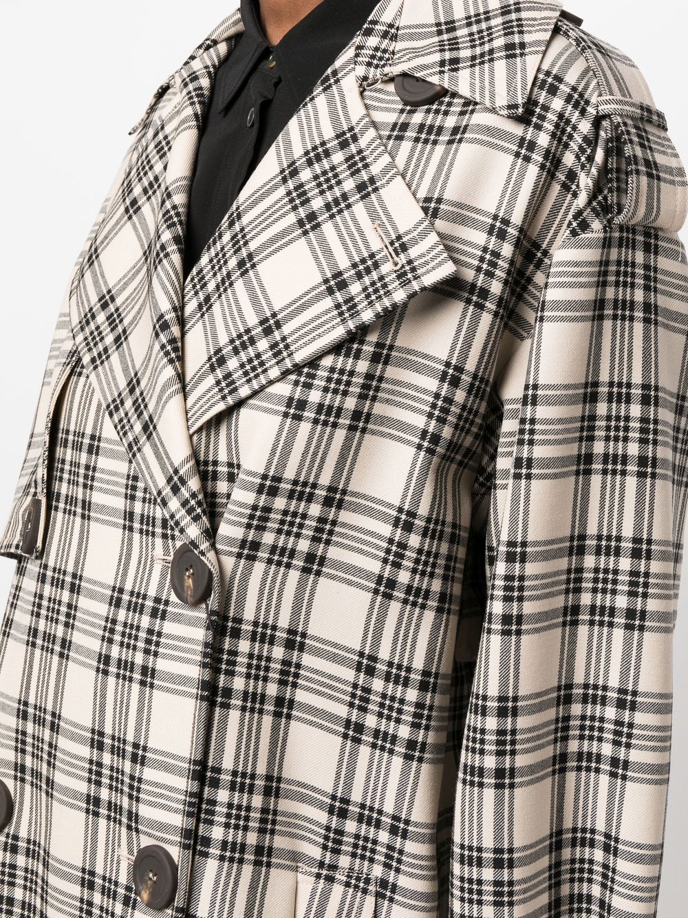 Shop Sportmax Check-pattern Belted Coat In Neutrals