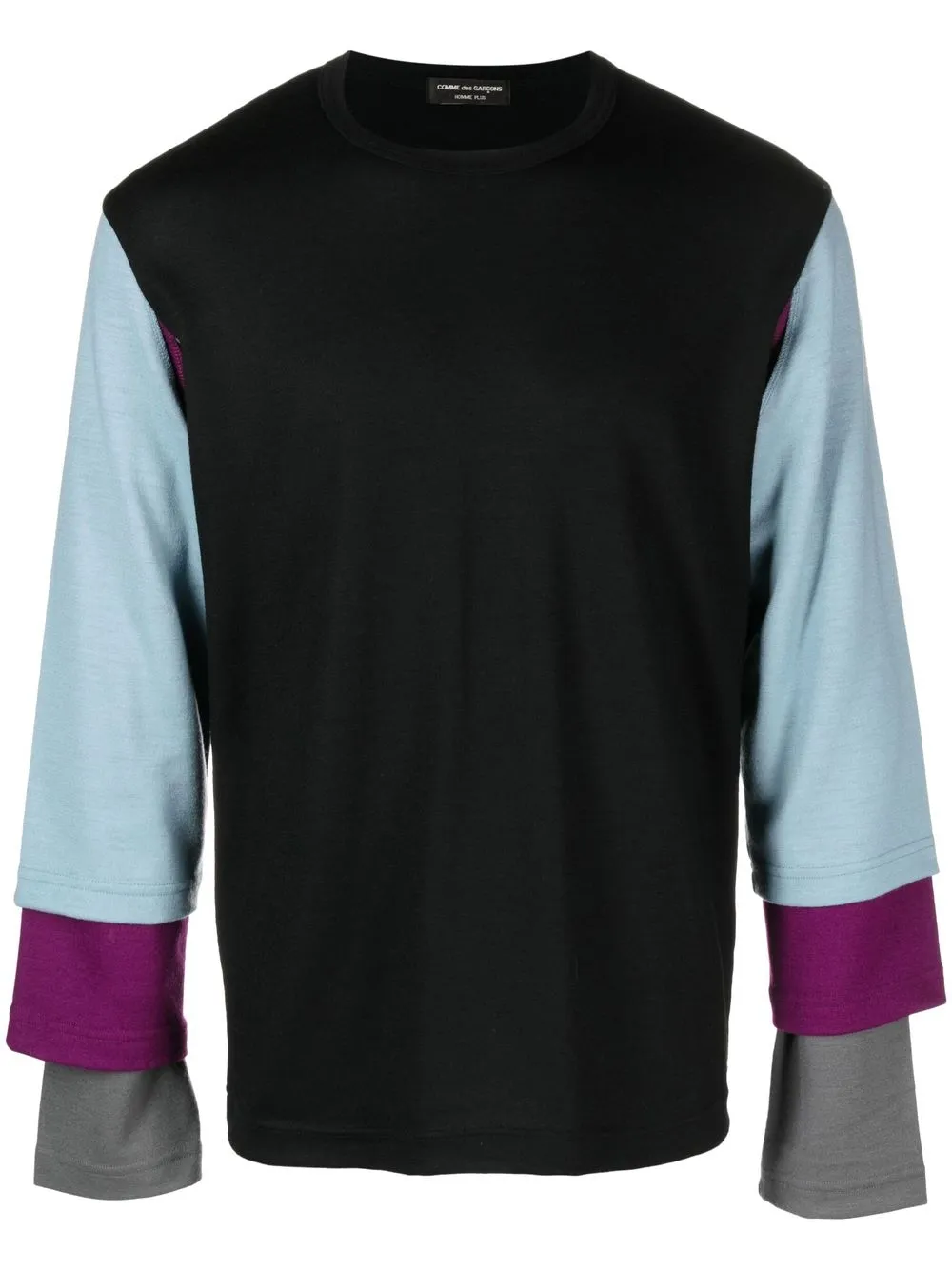 

Comme Des Garçons Homme Plus long-sleeved layered-detail T-shirt - Negro