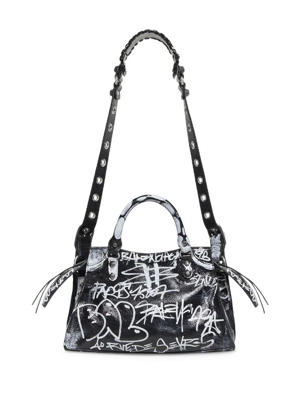 Balenciaga Women's Neo Cagole Xs Handbag Graffiti - Black