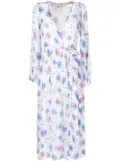 LoveShackFancy floral-print wrap dress - Blue