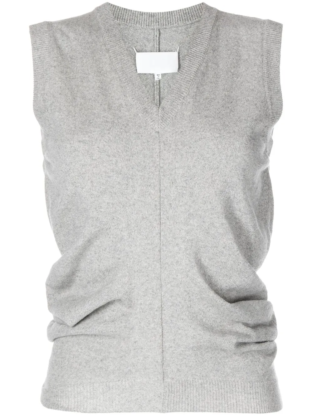 

Maison Margiela top fruncido con cuello en V - Gris