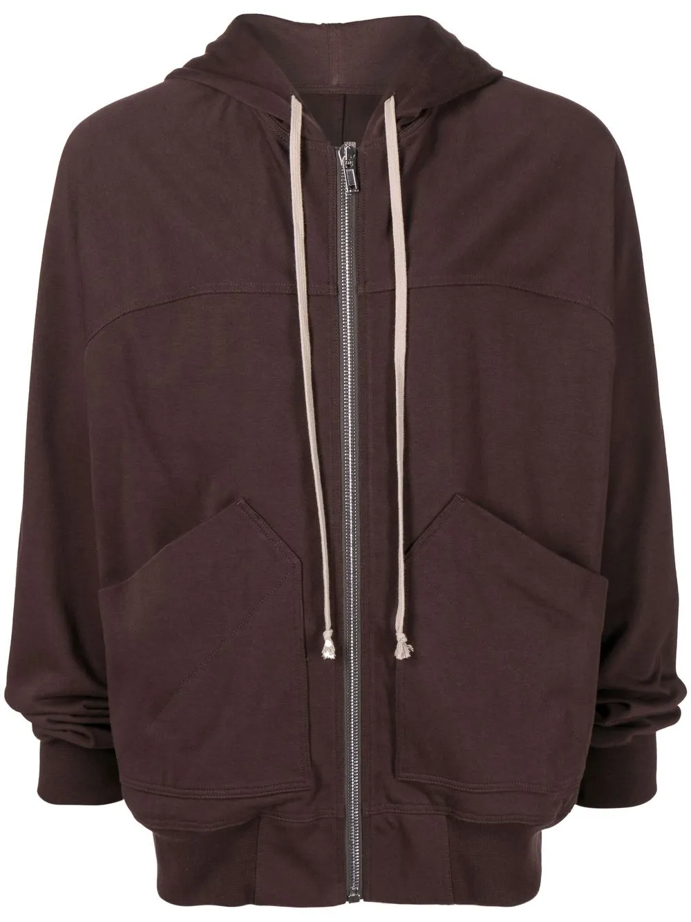 

Rick Owens drawstring-hood zip-fastening hoodie - Brown