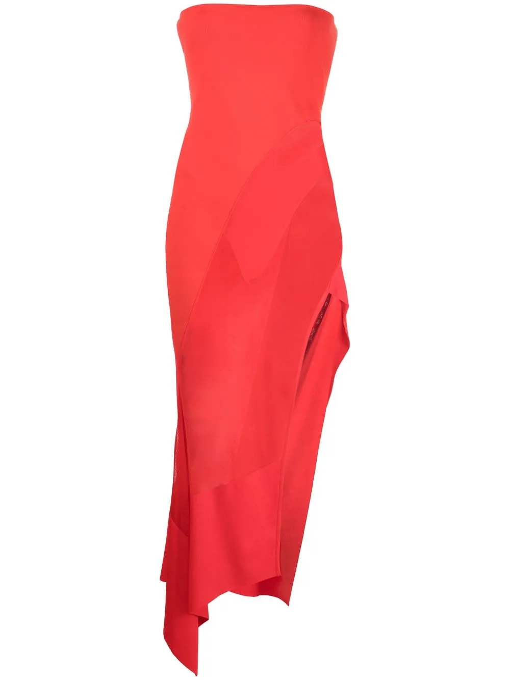 

Mugler vestido strapless transparente - Rojo