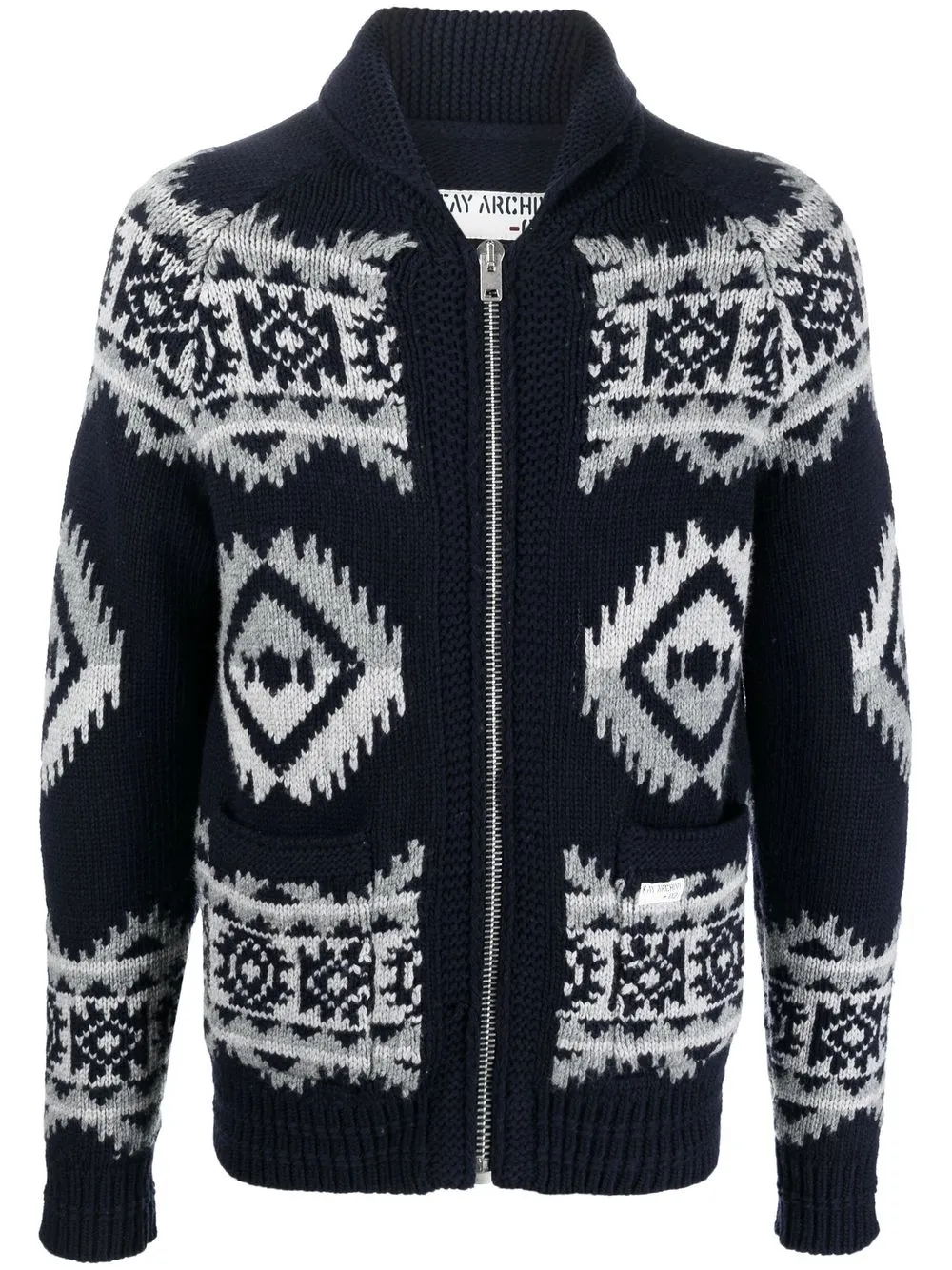 

Fay patterned intarsia-knit cardigan - Blue