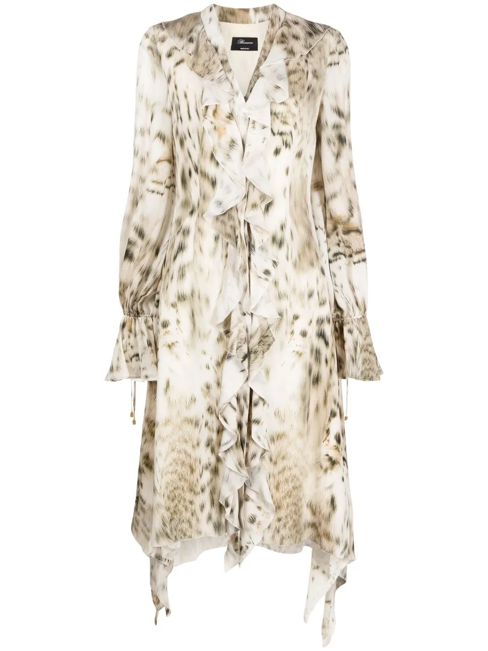 

Blumarine vestido de seda con animal print - Verde