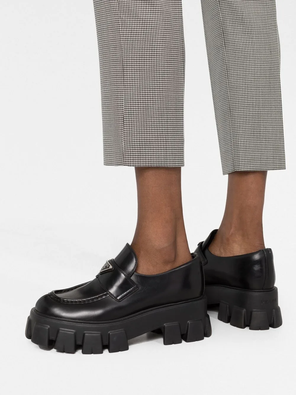 Alexander Mcqueen Checked Cropped Slim-fit Trousers In Black