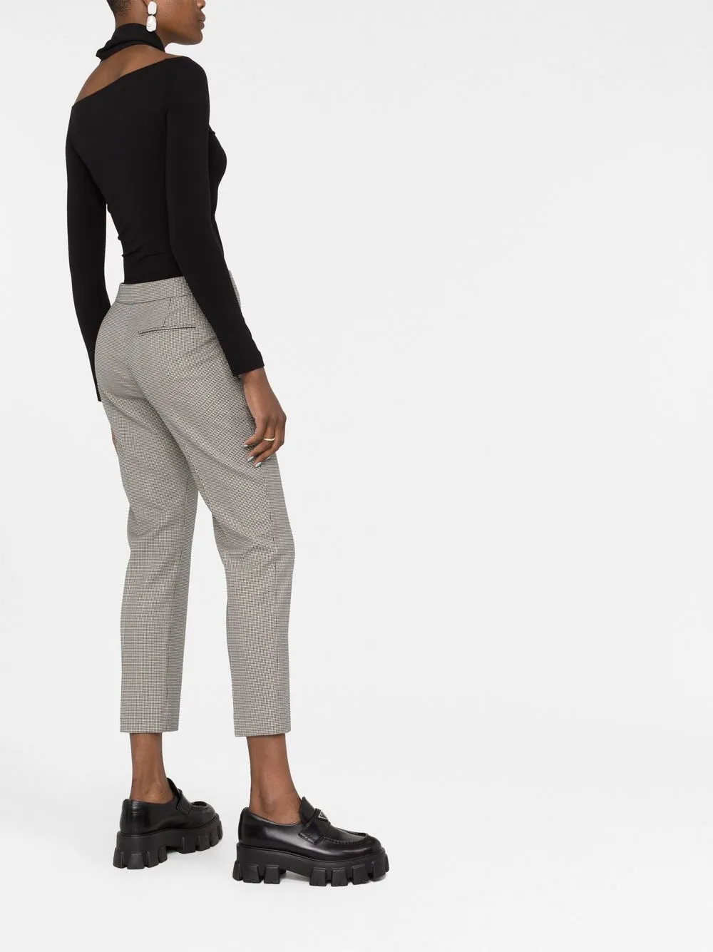 checked cropped slim-fit trousers