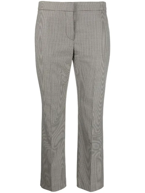 Alexander McQueen Checked Cropped Slim-fit Trousers in Black