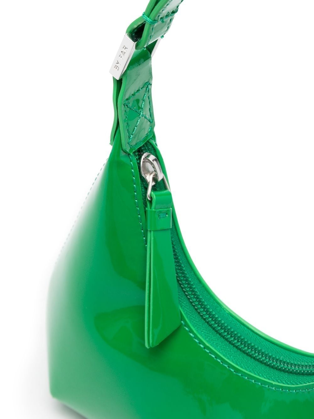 Shop By Far Patent-leather Small Shoulder Bag In Green