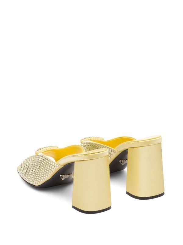 Prada crystal-studded high-heeled Satin Slides - Farfetch