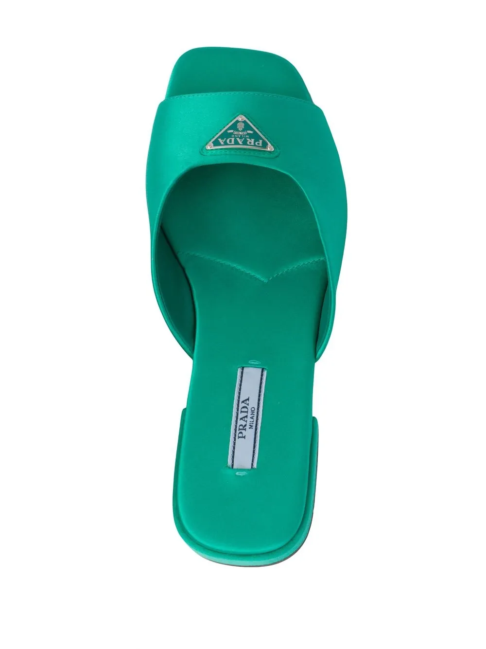 Prada Mule De Cetim Com Placa De Logo Farfetch