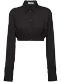 Prada logo jacquard cropped button-down shirt - Black