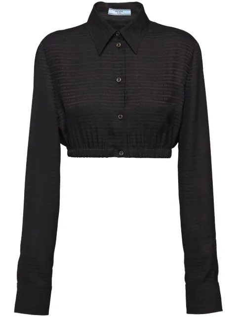 Prada logo jacquard cropped button-down shirt