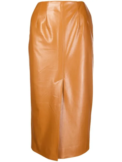 Materiel faux-leather pencil skirt