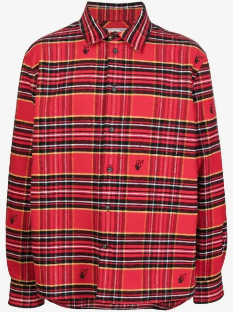 Off-White tartan-check logo-embroidered shirt