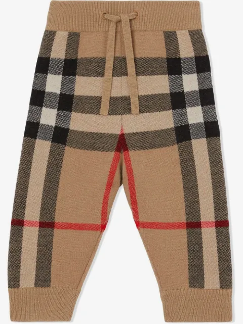 Burberry Kids check fine-knit trousers