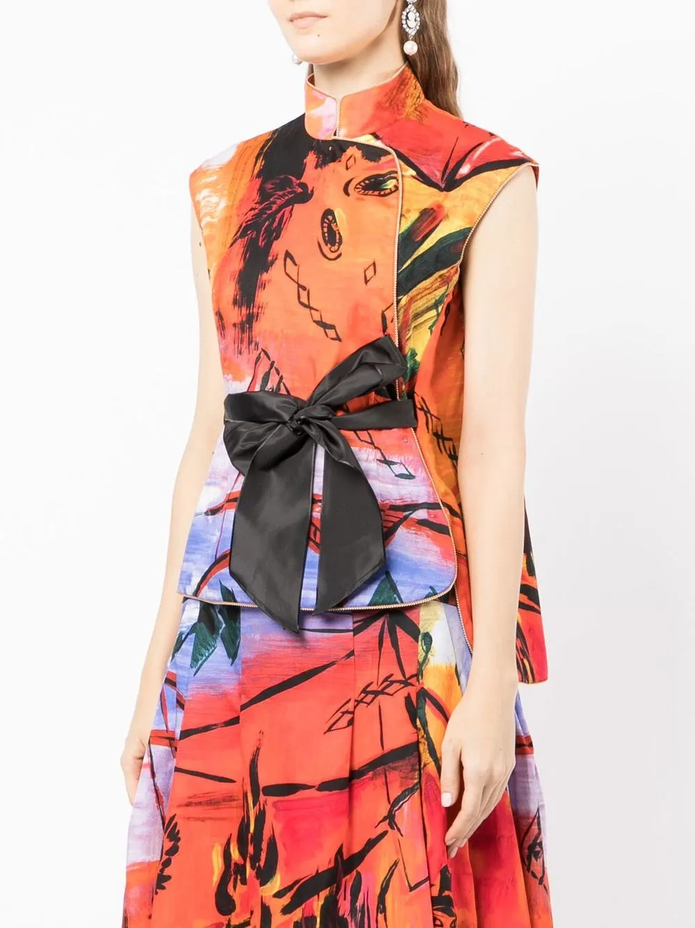  Shiatzy Chen Top Circus Collection Con Cuello Mao - Multicolor 