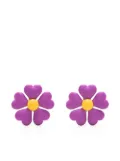 Moschino leather flower clip-on earrings - Purple