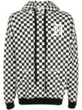 R13 checkerboard-print cotton hoodie - Black
