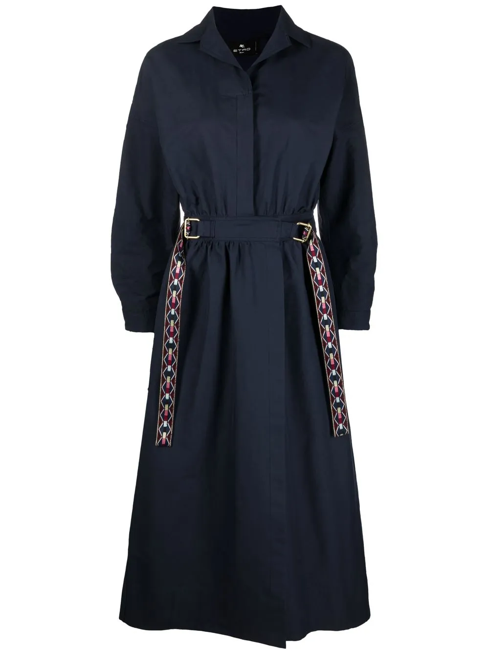 

ETRO long-sleeved belted shirtdress - Blue