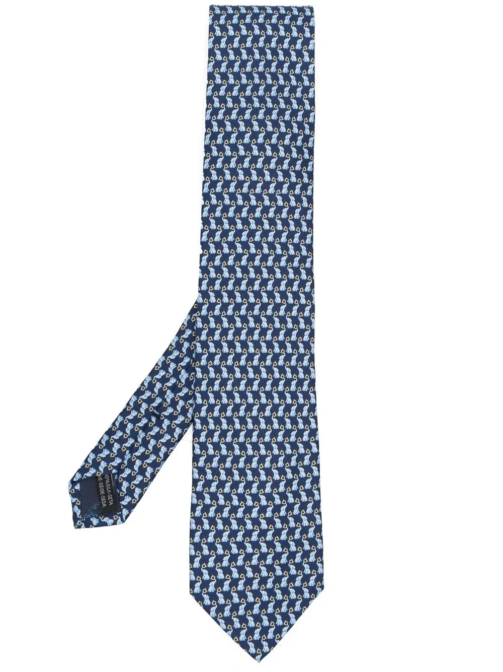 

Ferragamo elephant-print silk tie - Blue