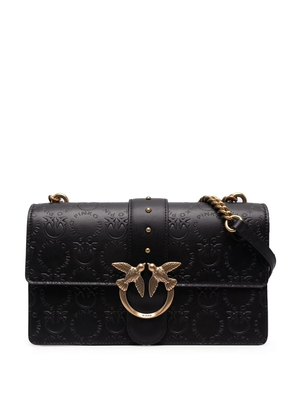 

PINKO bolsa crossbody con logo en relieve - Negro