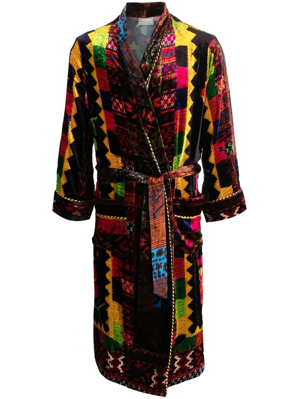 

Pierre-Louis Mascia graphic-print tie-waist robe - Black