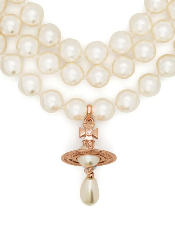 three-row Pearl Choker Necklace - Farfetch
