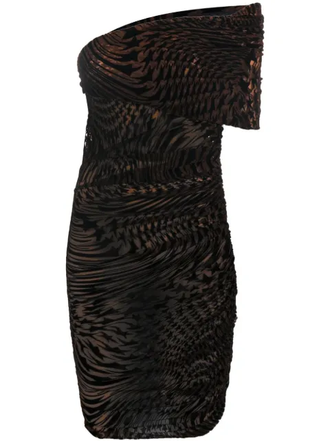 Mugler flocked mini off-shoulder dress