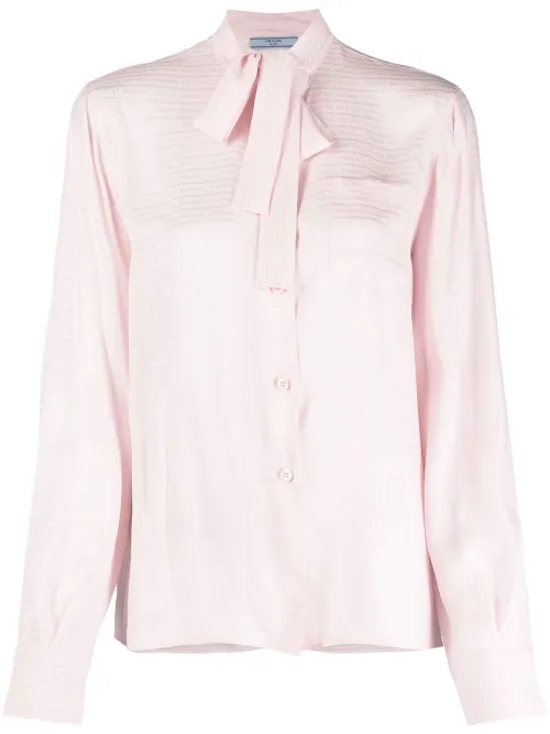 Blouse en jacquard à col lavallière - Prada - Modalova