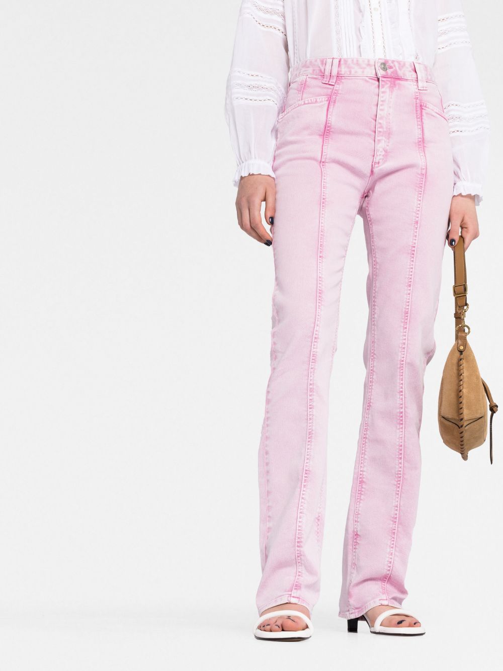 Shop Isabel Marant Straight-leg Washed Denim Trousers In Rosa
