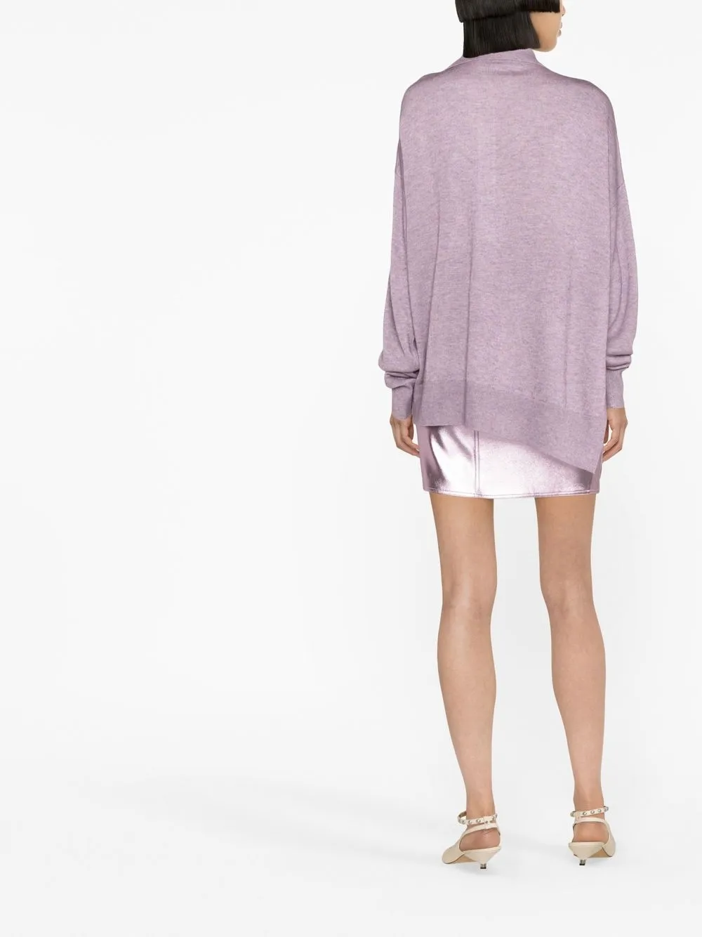 Shop Isabel Marant Giliane Asymmetric Collared Jumper In Purple