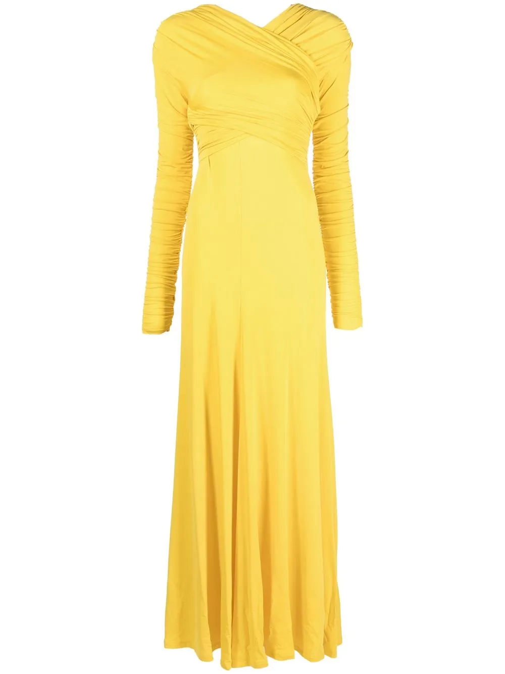 

TOVE gathered-detailing long-sleeve gown - Yellow