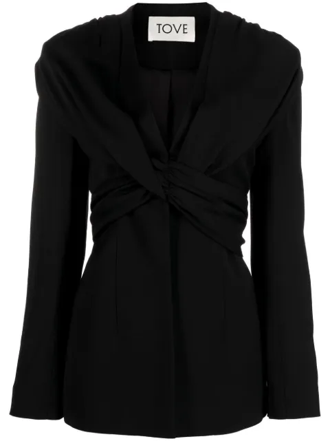 TOVE gathered-detailing V-neck blazer