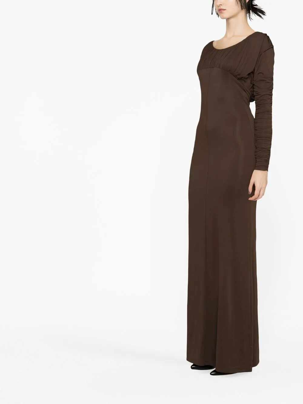 Tove Safia Gathered Bodice Gown In Brown | ModeSens