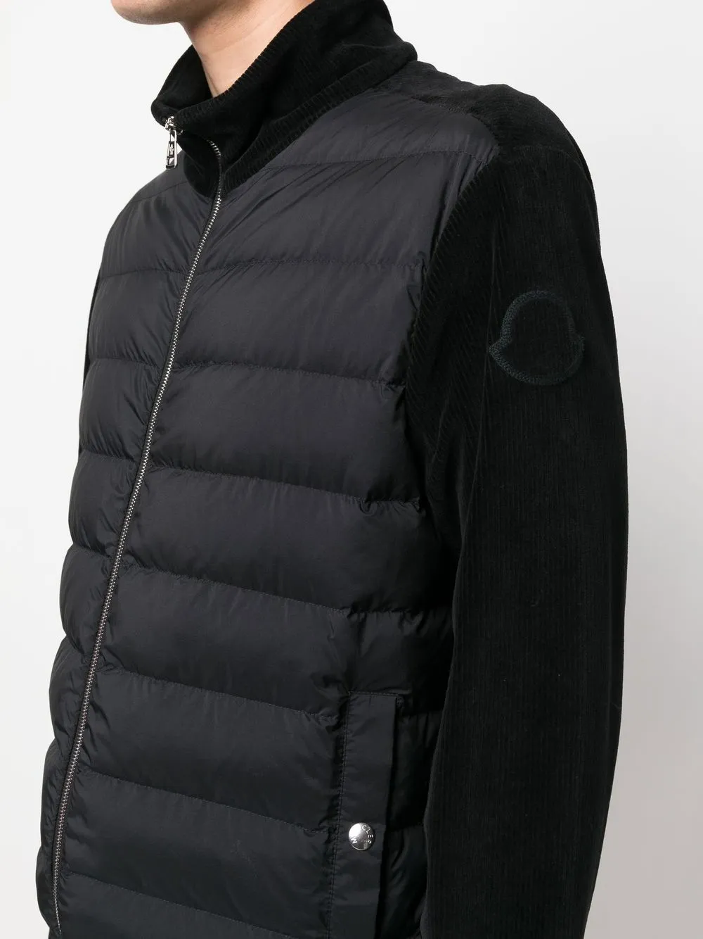 padded-panel zipped-up jacket