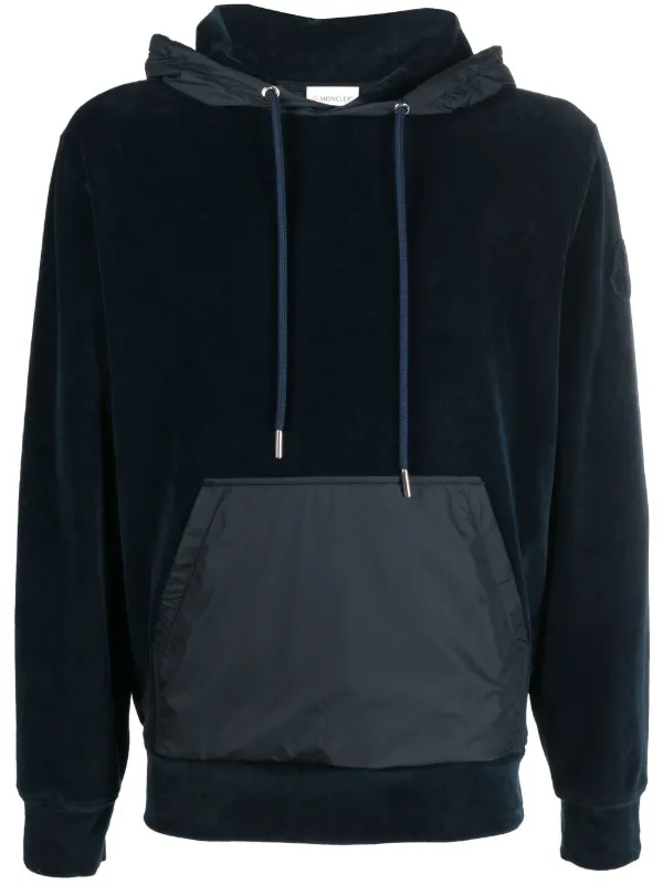 Moncler logo patch Sleeve Velvet Hoodie Farfetch