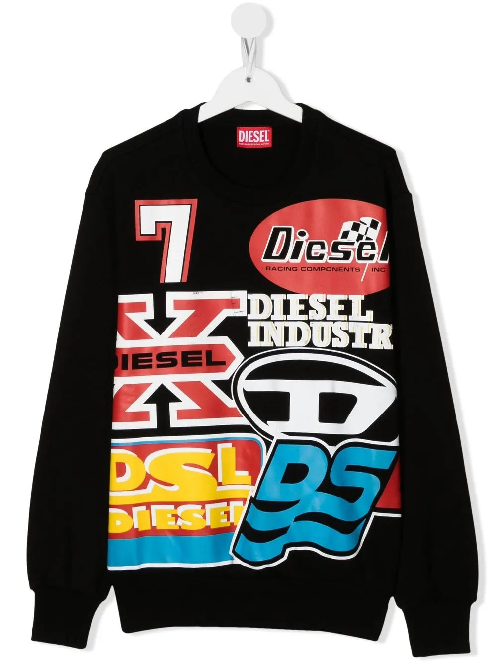 

Diesel Kids sudadera con cuello redondo y logo estampado - Negro