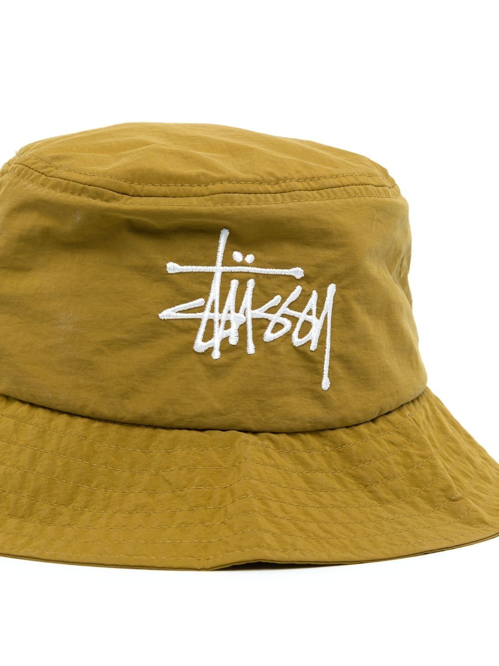 Shop Stussy Embroidered Logo Bucket Hat In Yellow