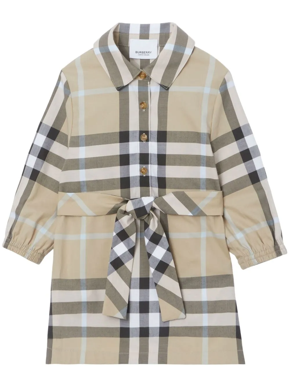 

Burberry Kids check tie-waist shirt dress - Brown