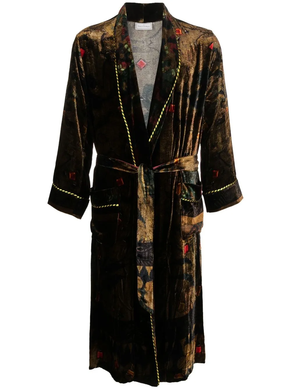 

Pierre-Louis Mascia jacquard tie-waist robe - Brown