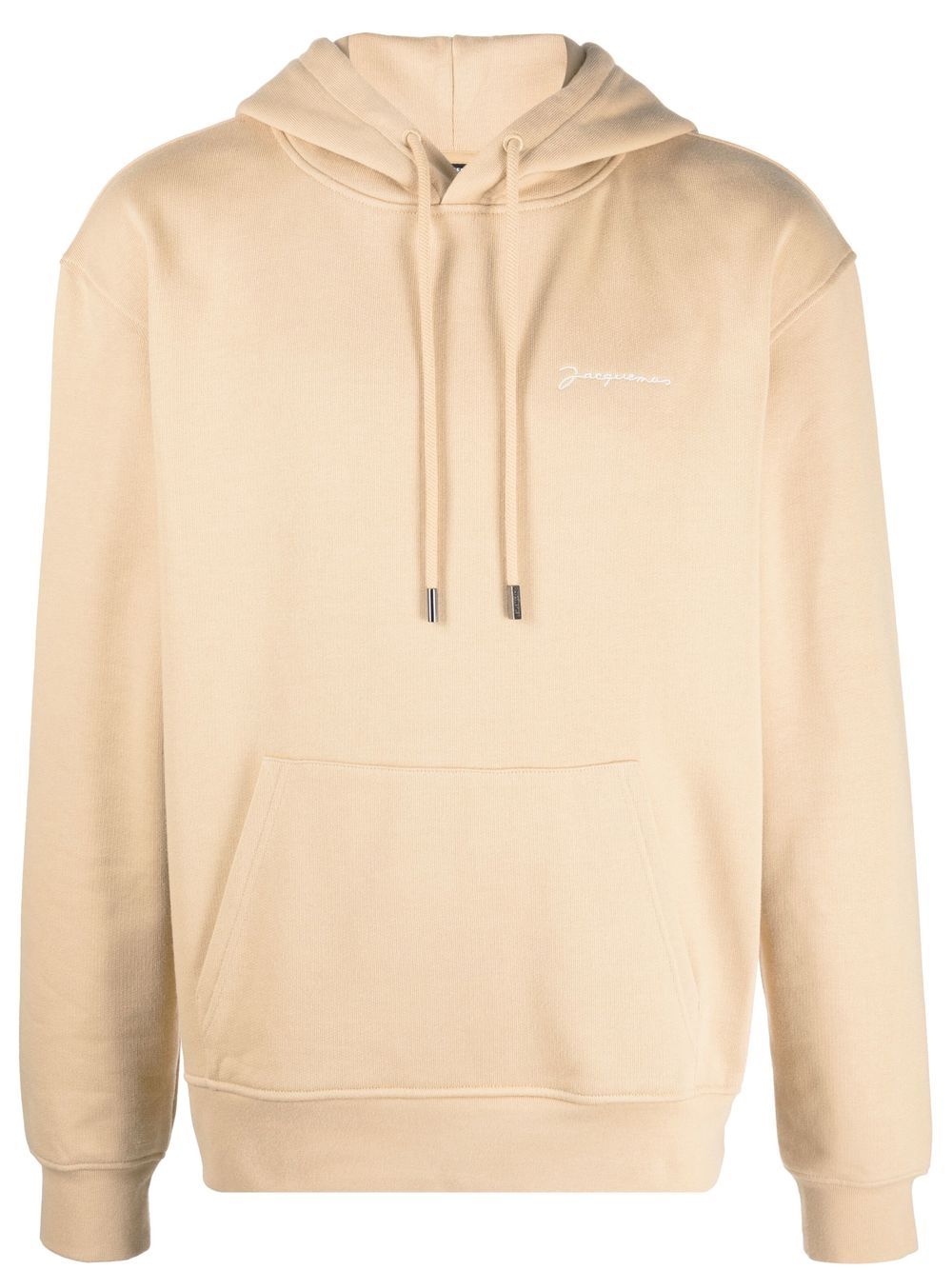 Jacquemus Embroidered-logo Organic Cotton Hoodie In Neutrals