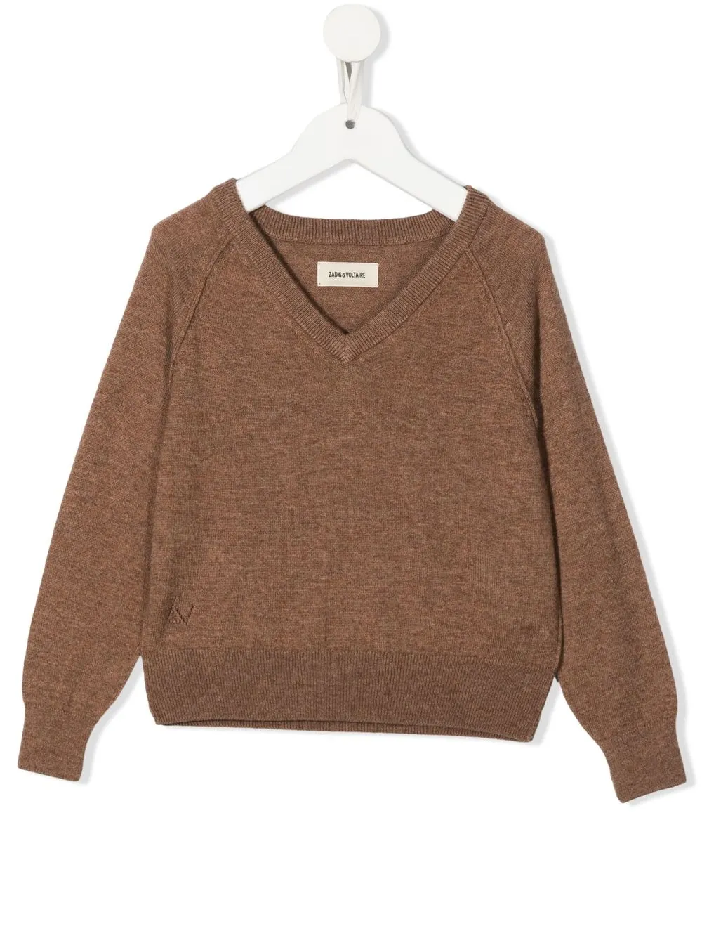 

Zadig & Voltaire Kids logo-embroidered V-neck jumper - Brown