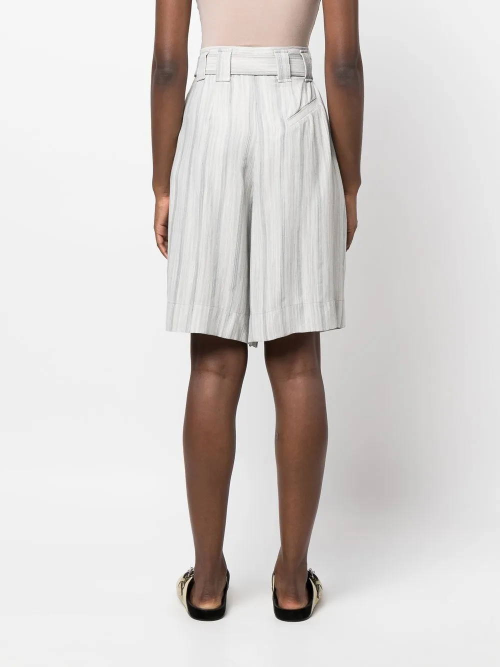 Ganni Knee-length Belted Shorts In Grau