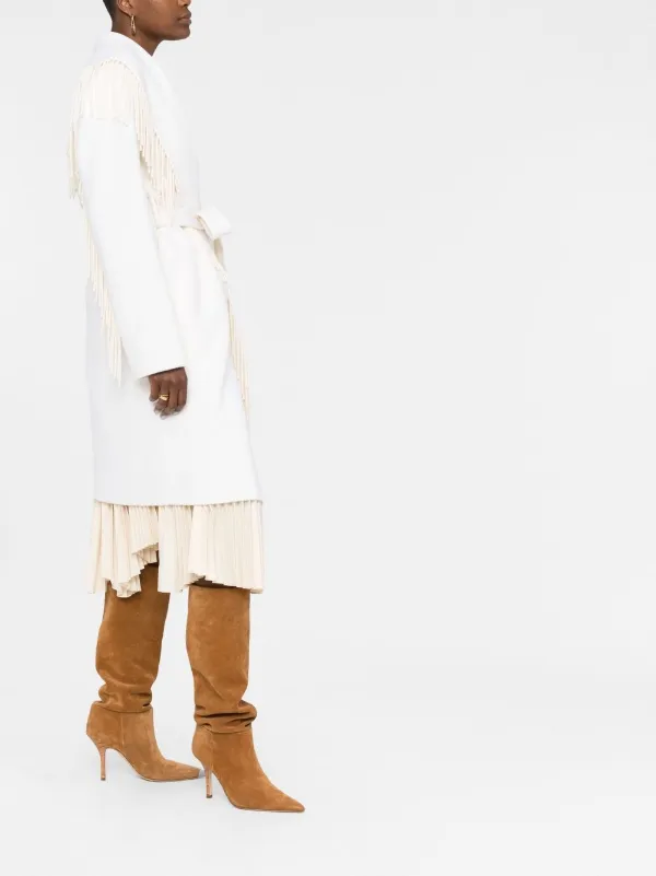 mango cream fringe coat