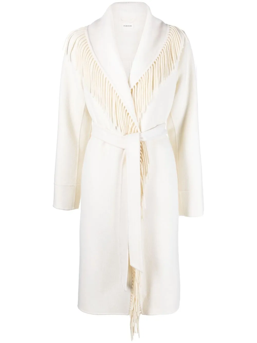 

P.A.R.O.S.H. fringe-detail belted-waist coat - Neutrals