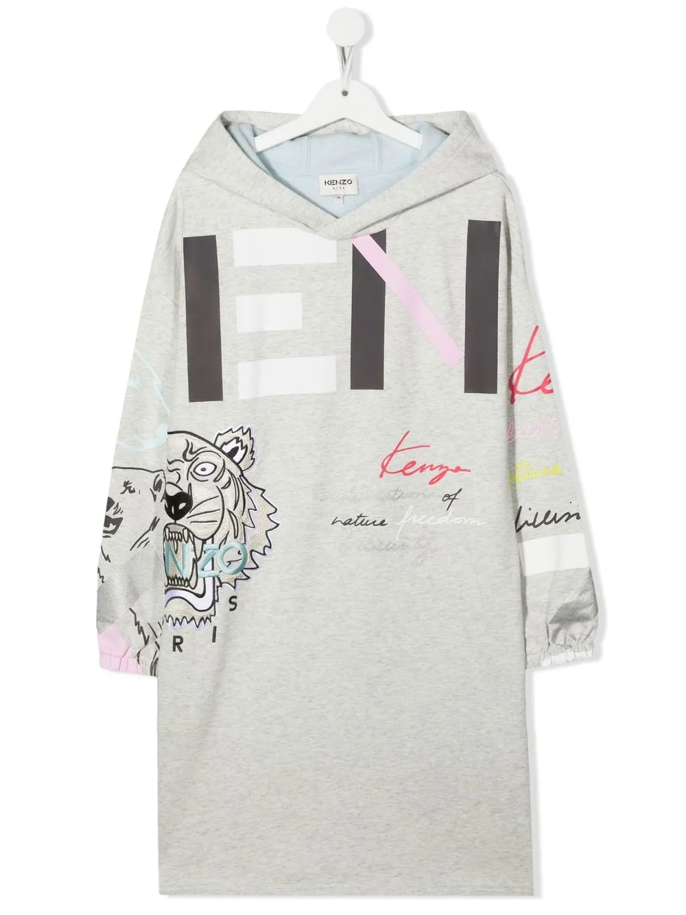 

Kenzo Kids vestido con capucha y logo estampado - Gris