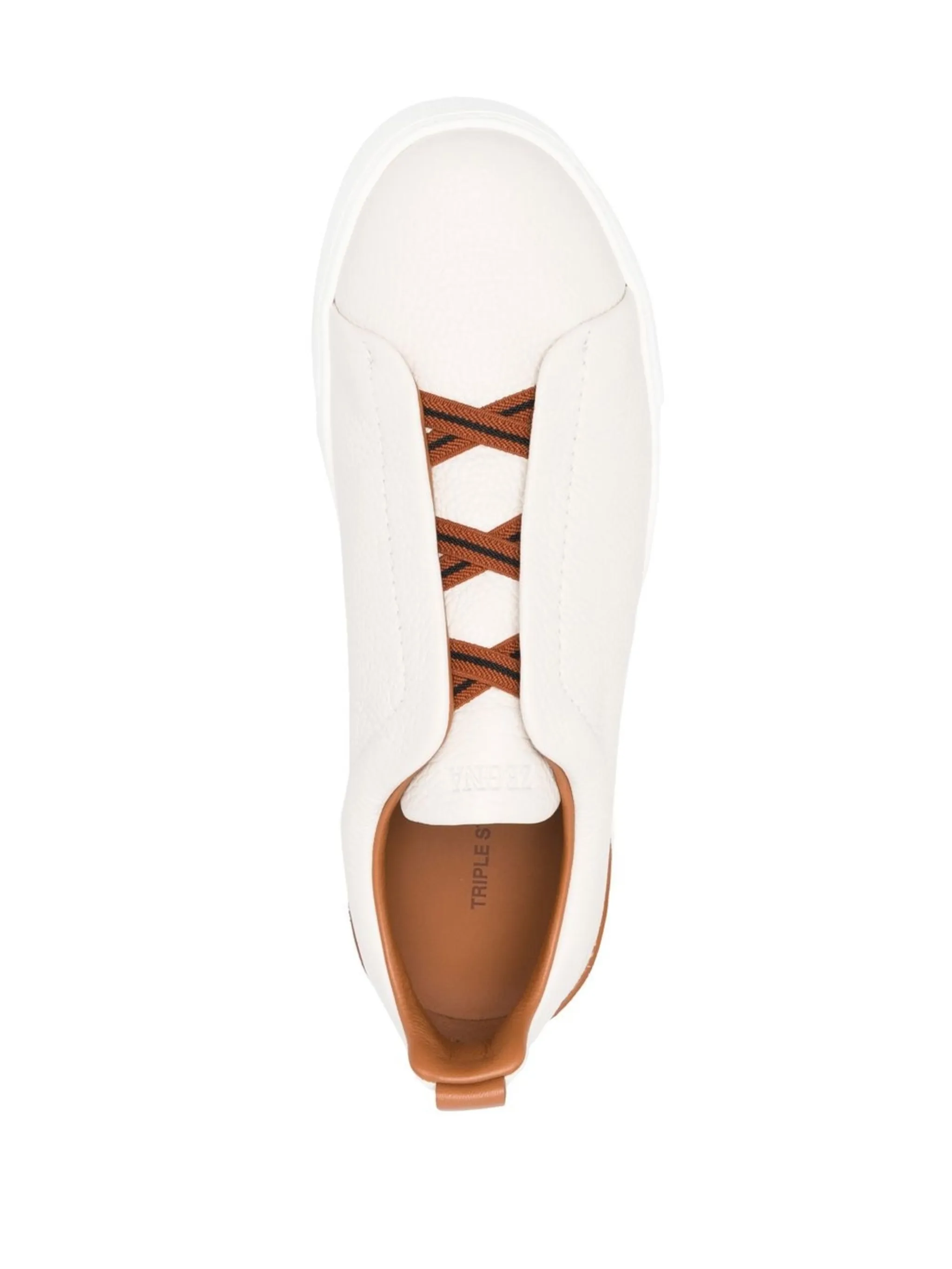 Zegna Triple Stitch Low-Top Sneakers Light Beige/Caramel Brown