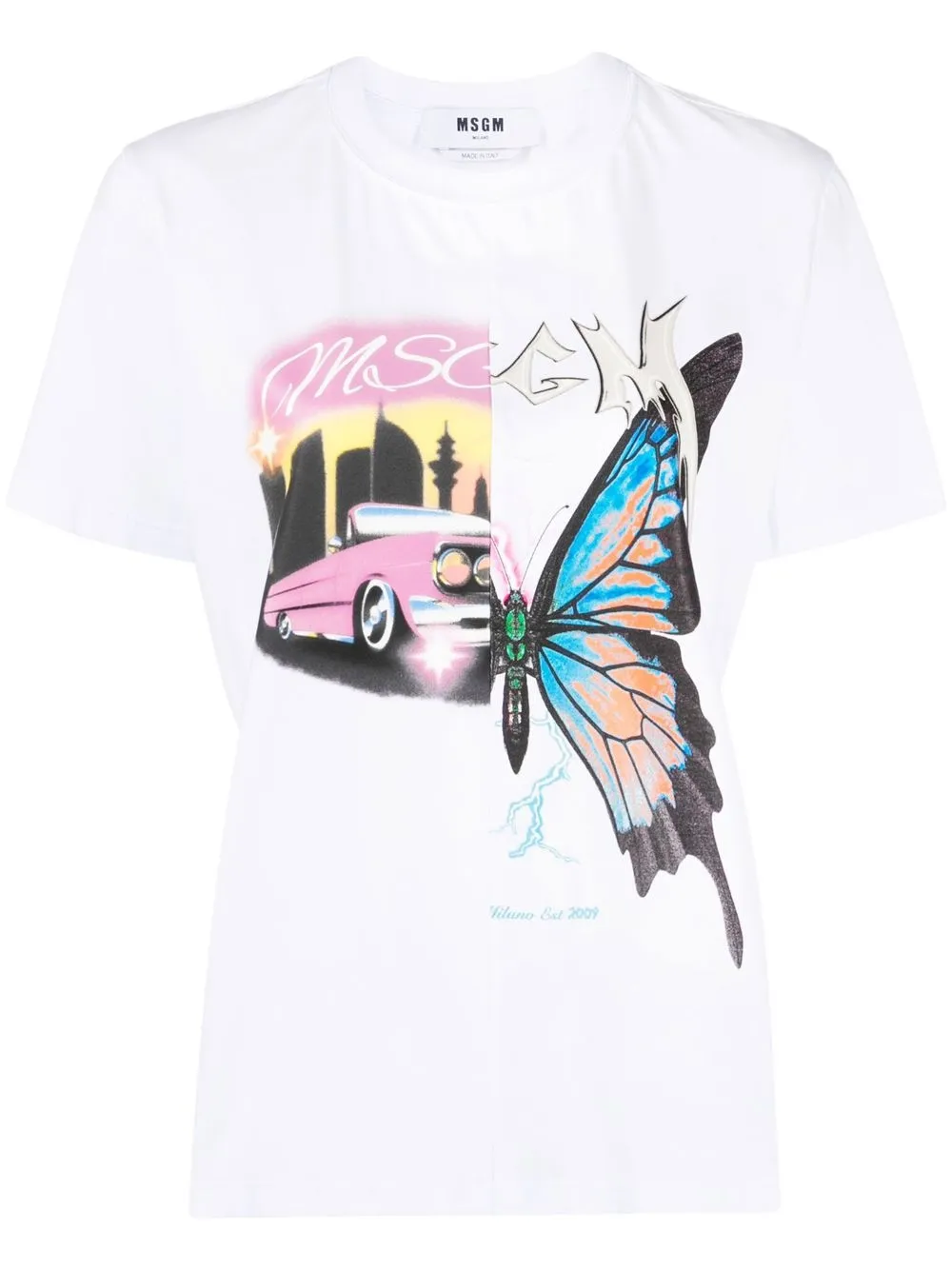 

MSGM playera manga corta con estampado gráfico - Blanco