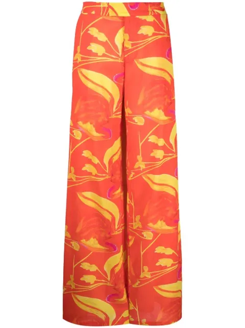 Louisa Ballou pantalones anchos con estampado floral